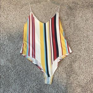 Striped body suit